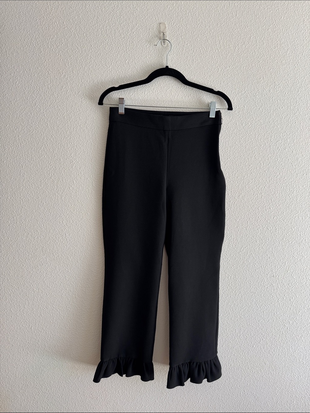 Zara Woman Black Ruffle-Hem Pants